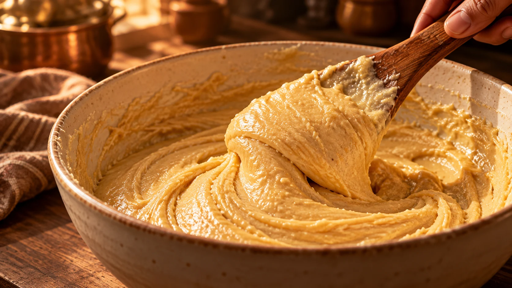 Illustrative cake preparation: mix